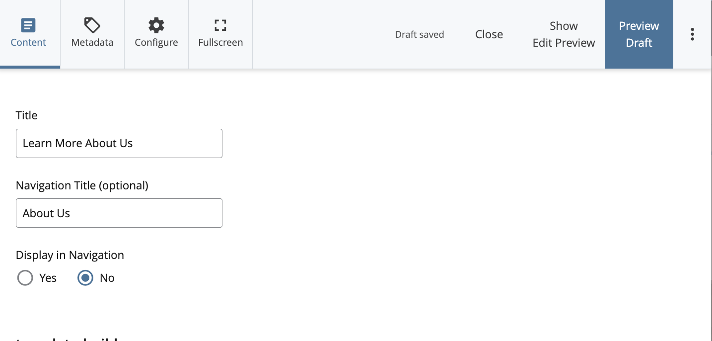 image of the cascade edit window's navigation fields